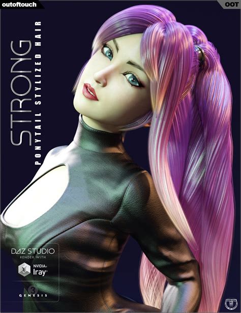 Strong Ponytail Stylized Hair For Genesis 3 Females Daz 3d