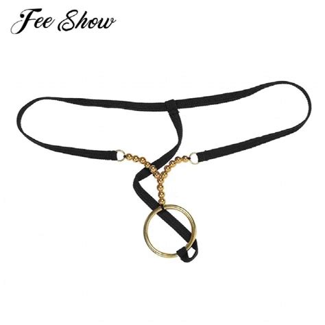 Mens Erotic Lingerie Crotchless O Rings And Beads Panties Jockstraps Sexy Open Crotch Thongs G