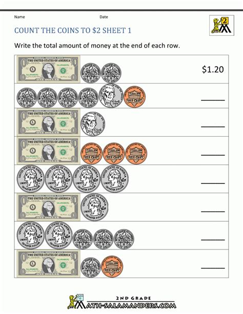 Free Coin Counting Worksheets For Second Grade CountingWorksheets