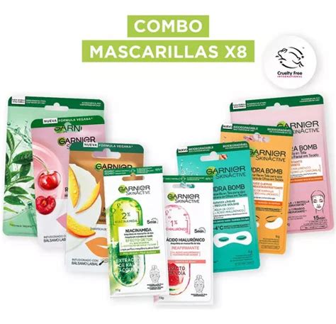 Kit De Mascarillas Faciales Garnier Skin Active 8 Unidades 108g Para