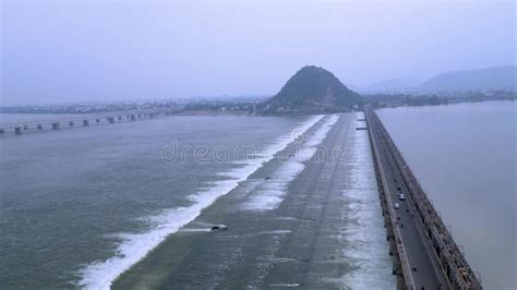 Prakasam Barrage Connecting Krishna And Guntur Districts In Vijayawada