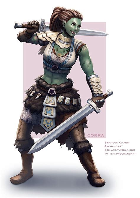 C Corra Half Orc Fighter By Bchart On Deviantart Character Art Half Orc Fantasy Characters