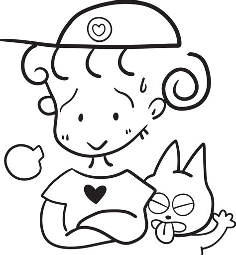 girl cat cartoon doodle kawaii anime coloring page cute illustration ...