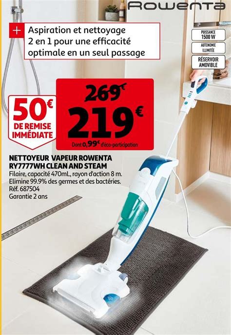 Promo Nettoyeur Vapeur Rowenta Ry Wh Clean And Steam Chez Auchan