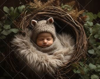 Forest Woodland Newborn Digital Backdrop Face Insert Baby Shower