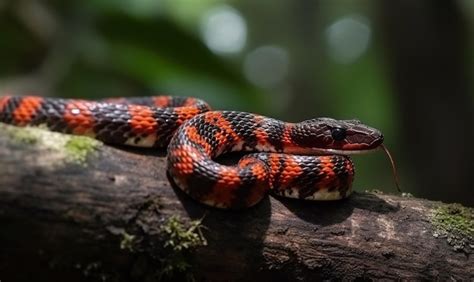 Premium Photo | Red black viper snake on branch viper snake blue insularis