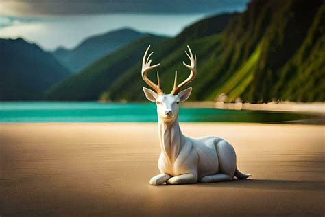 deer, the beach, mountains, the sea, nature, nature hd wallpaper. AI ...