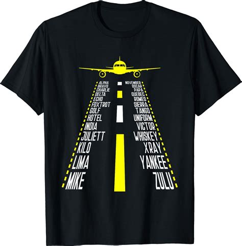 Pilot Aviator Runway Airplane Landing Aviation Phonetic T Shirt Black