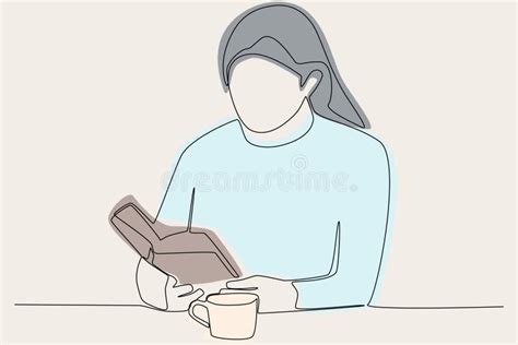 Girl Reading Book Drinking Coffee Cafe Stock Illustrations 43 Girl Reading Book Drinking