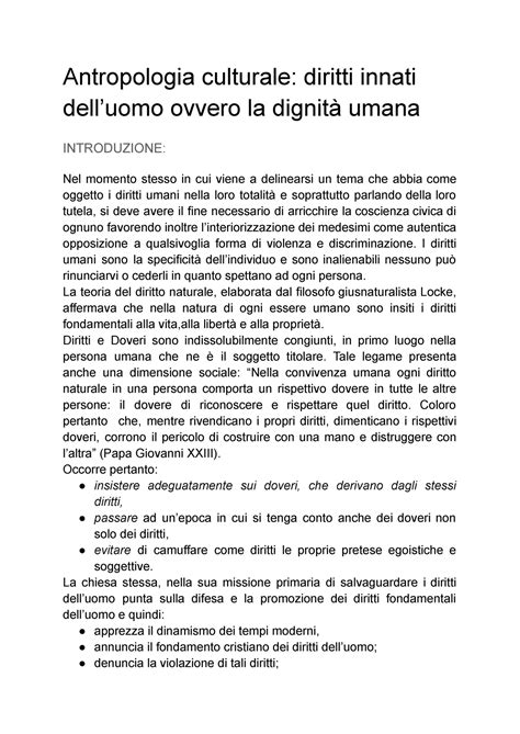 1 Antropologia culturale diritti innati delluomo ovvero la dignità