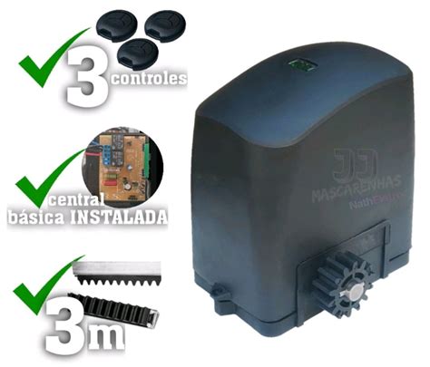 Kit Motor Portao Deslizante Simples Rcg 300kg 1 5cv 3m 3c 220v