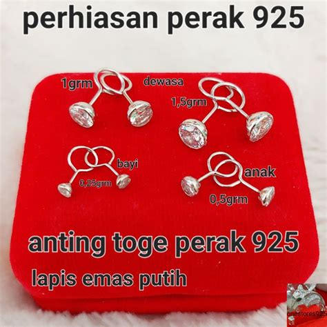 Jual ANTING TOGE PERAK ASLI 925 LAPIS EMAS PUTIH Shopee Indonesia