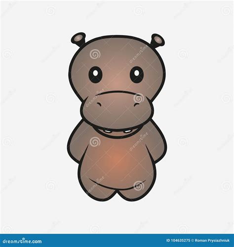 Hippo Cartoon. Hippopotamus. Sample for Soft Toys. Print for Clothes, T
