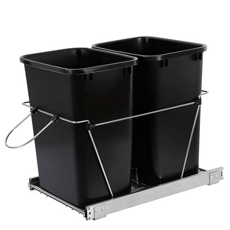 Double 35 Quart Pull Out Trash Can Under Cabinets Under Sink Garbage