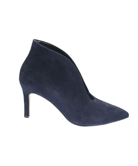 L Escarpin Bottine Femme Osmose Shoes Daim Bleu Marine Petit Talon