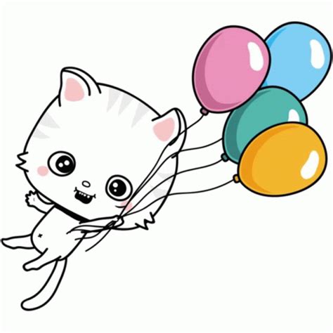 Toofio Is Carried Away By Balloons Sticker Toofiothe Cat Balloons