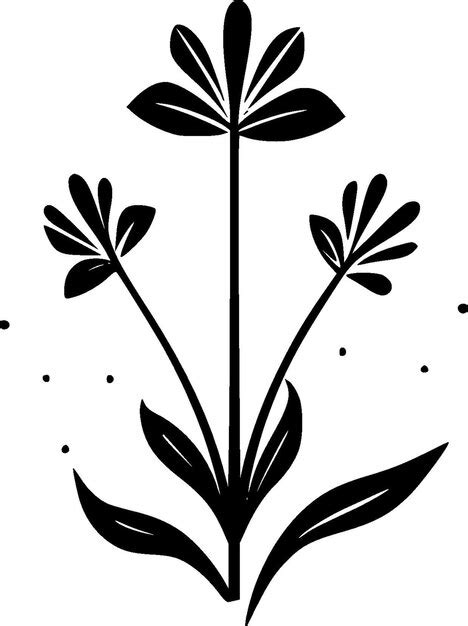 Premium Vector | Wildflower black and white vector illustration