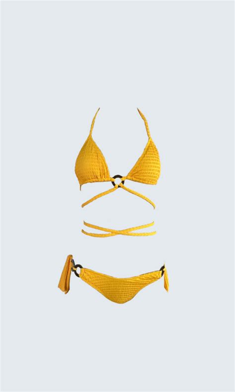Bikini Lucy Con Argolla Panal Amarillo Praia Brava