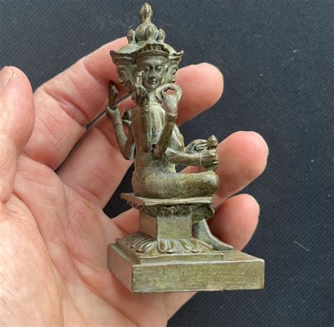 Brass Brahma Statue Four Heads Eight Arms Hindu God Deity Collection Ebay