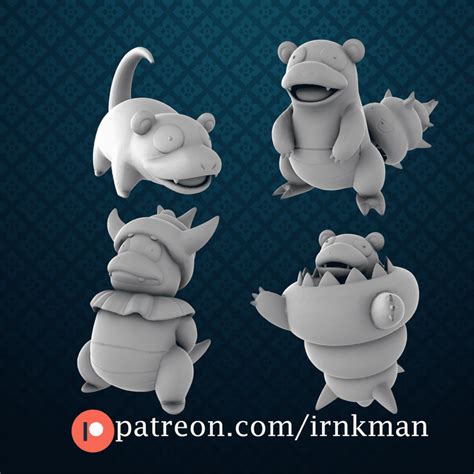 Free Stl File Slowpoke Slowking Slowbro Mega Slowbro Pokemon