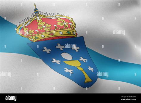 D Rendering Of A Silked Galicia Spanish Community Flag Stock Photo Alamy