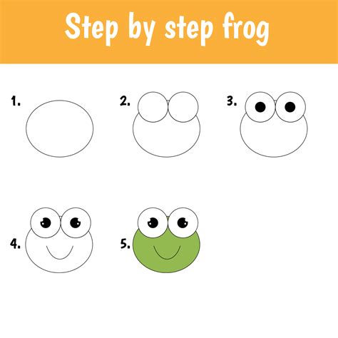 Step by step drawing frog for children 4870939 Vector Art at Vecteezy