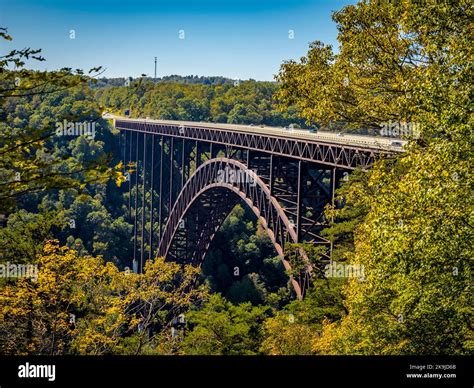 New River Gorge Bridge over the New River from the observation platform ...