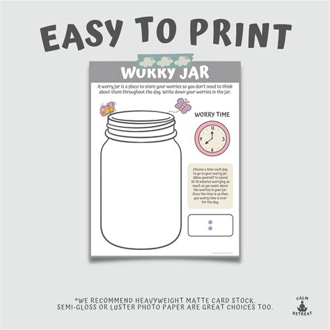 Worry Jar Fillable Worksheet For Kids Children Printable Therapy