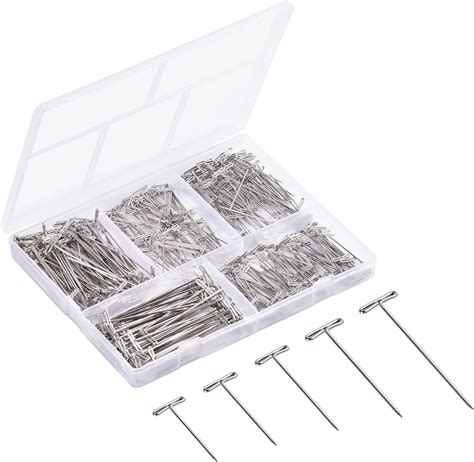 Kinbom 500 Pcs Wig Pins 1 Inch Jewelry T Pin Metal Sewing