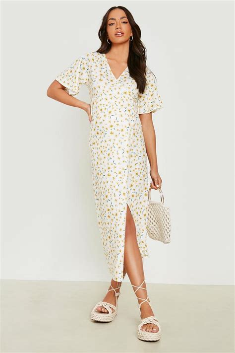 Maternity Floral Midaxi Wrap Dress Boohoo Uk