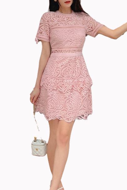 Short Sleeves Guipure Lace Dress Frockalicious Uen53293216a