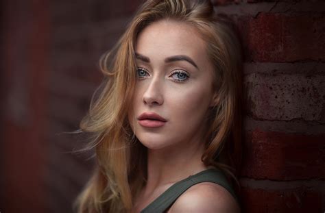 Women Face Blonde Portrait Depth Of Field Bricks 2048x1345