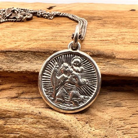 925 Tiny St Christopher Coin Medallion On 40cm Sterling Silver Etsy