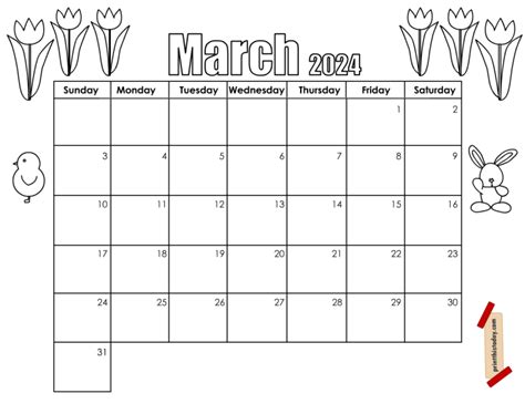 Free Printable March 2024 Monthly Calendar Pages