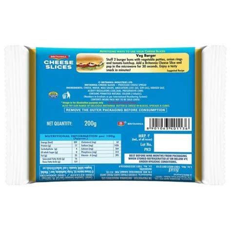 Britannia Cheese Slices 200 g (Pack) - JioMart