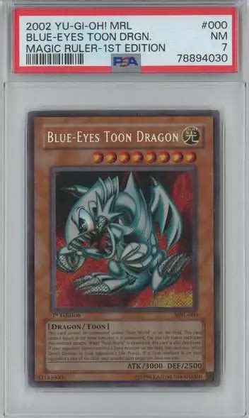 Yugioh Magic Ruler Blue Eyes Toon Dragon Secret Rare Graded Card Mrl 000 1st Edition Psa 7