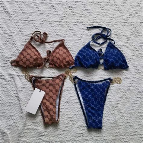 Sexy Womens Swimsuits Designer Bikini Swimwear Set Polyester Mid Waist Beach Vacation Party