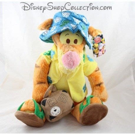 Peluche Tigrou Disney Store Vacance Chemise Hawaienne Chapeau Bleu