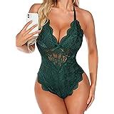 Evelife Women Sexy Lingerie Lace One Piece Teddy Deep V Bodysuit Snap Crotch Underwear Amazon