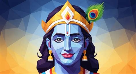 Polygonal Art Portrait of Lord Krishna Stock Illustration ...