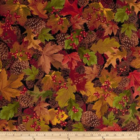 Timeless Treasures Cabin Flannel Leaves Autumn Timeless Treasures