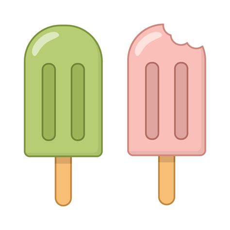 Pink And Green Ice Cream On A Stick Popsicle Set 17193521 Vector Art