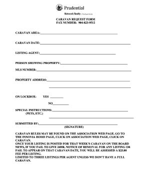 Fillable Online Caravan Request Form Fax Email Print Pdffiller