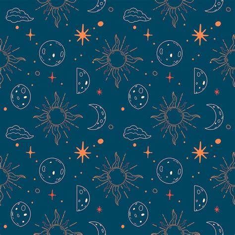 Padr N Sin Costuras De Sol Y Luna En Estilo Doodle Vector Premium