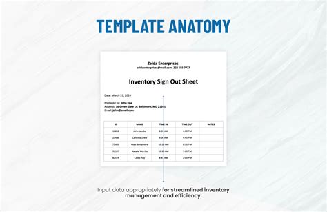 Inventory Sign Out Sheet Template In Google Docs Google Sheets Pages