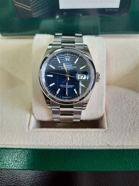 Late Sep Lnib Rolex Datejust Oyster Mm Blue Fluted Motif