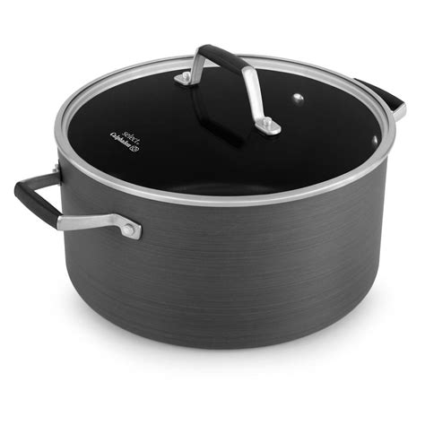 Calphalon Select 7 qt. Hard-Anodized Aluminum Nonstick Stock Pot in Black with Glass Lid-2046291 ...