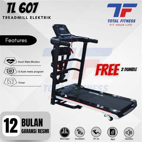 Jual Total Fitness Treadmill Elektrik TL 607 Manual Incline 3 Fungsi