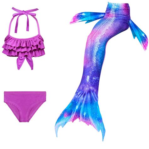Hienoo Big Girls Swimsuit Ruffle Halter Bikini Set Fish Tail Beach Bathing Suit Piece