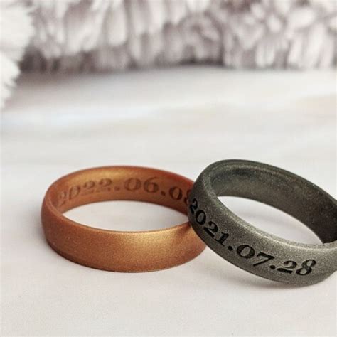 Custom Engraved Womens Silicone Wedding Band Ring Personalized - Etsy